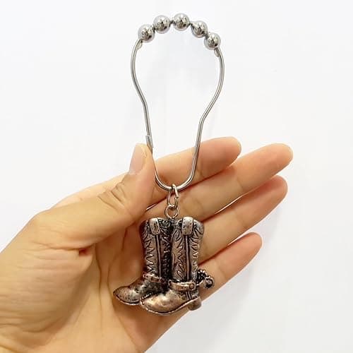 Western Shower Curtain Hooks, 12PCS Western Cowboy Bathroom Decor Brown Cowboy Shower Curtain Hooks Rustic Country Creative Shower Curtain Rings thumbnail 4