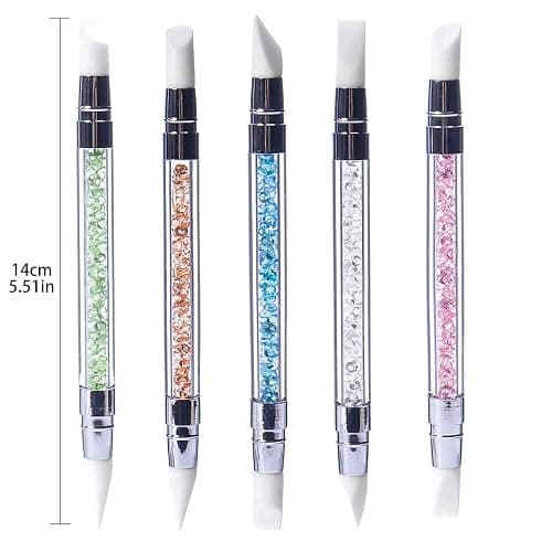 Hanyousheng 5Pcs Silicone Nail Art Sculpture Pen, Dual Tipped Silicone Rhinestone Nail Polish Carving Pen, Nail Art DIY Decoration Tool Nail Polish Brush Dotting Salon Tool Set thumbnail 2