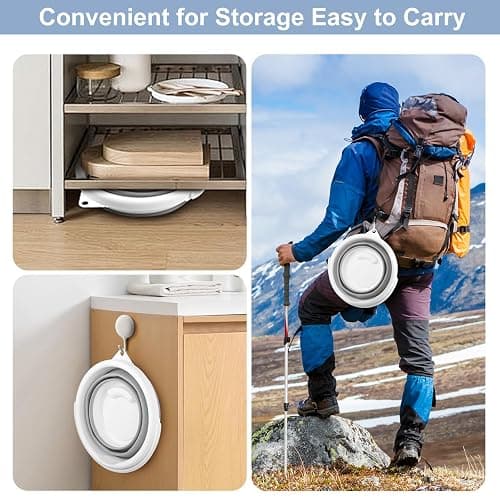 Collapsible Bucket 5L, Silicone Folding Bucket Portable Cleaning Buckets with Handle, Space-saving Mop Buckets for RV Home Outdoor Camping Beach Car Washing Laundry Wash Tub for Cleaning thumbnail 5