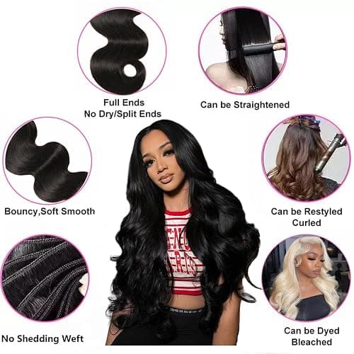 Body Wave Bundles Human Hair 12A Human Hair Bundles 18 20 22 IN 100% Unprocessed Brazilian Virgin Hair 3 Bundles Double Weft Hair Extensions Real Human Hair Natural Black For Woman 18 20 22 IN thumbnail 4