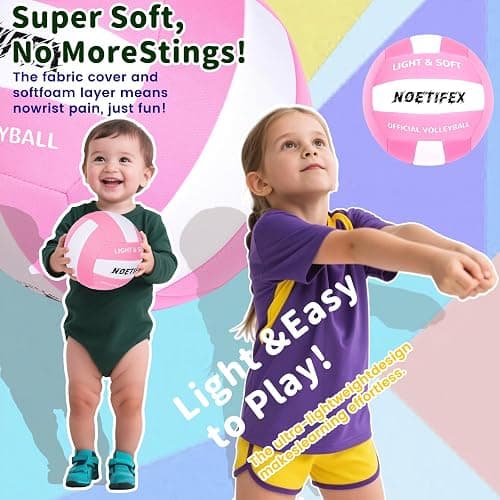 Noetifex Soft Volleyball-Super Soft Fabric Light Volleyball for Indoor Practice Safe and Quiet Kids Youth Beginners House Yard Training Practice Games(Deflated) thumbnail 6