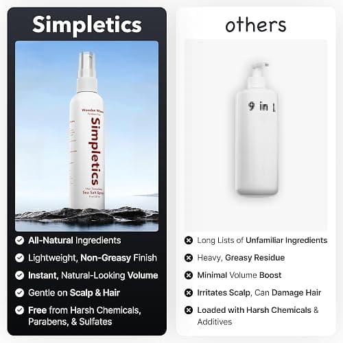 Simpletics Himalayan Sea Salt Hair Spray (Vanilla Scent) – Natural 5-Ingredient Formula for Beach Waves & Volume – Light Hold, Non-Greasy, Paraben & Sulfate Free – Unisex 8 fl oz thumbnail 6