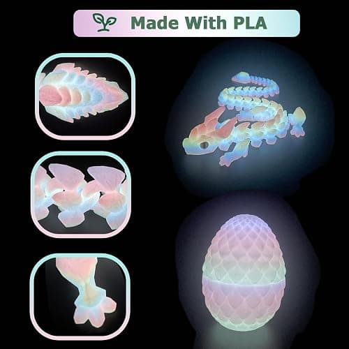 3D Printed Dragon Eggs with Dragon Inside, Mystery Crystal Dragon Easter Egg Fillers Toys, Articulated Fidget 3D Printed Animals, Surprise Gift, Easter Basket Essentials, Easter Basket Stuffers thumbnail 6