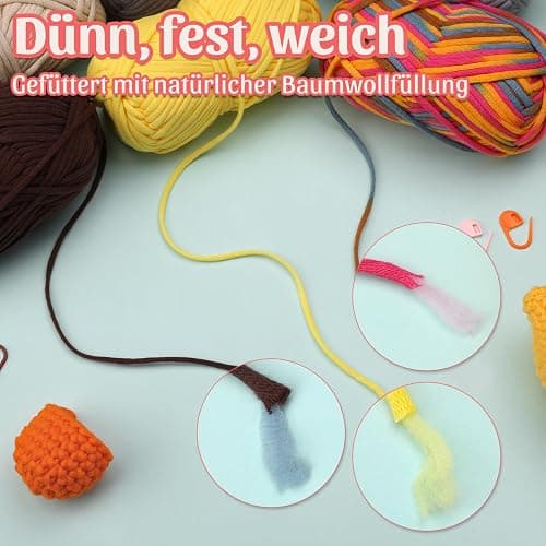 4 X 50g Häkelgarn Wolle zum Häkeln Dickes Garn Häkelwolle Crochet Yarn Chenille Wolle zum Häkeln gut Sichtbare Maschen, Dicke zum Häkelns Dickes Baumwoll-Nylon-Hellgrünes mit Häkelzubehör thumbnail 5