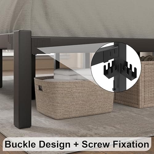 E-Motie Queen Size Bed Frame, Metal Platform Bed Frame with Headboard and Footboard, Underbed Storage Space, No Box Spring Needed, Easy Assembly,Black thumbnail 6