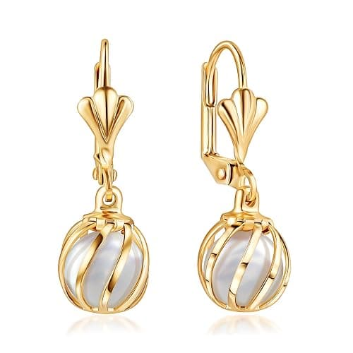 Barzel 18K Gold Plated Pearl Dangling Drop Earrings thumbnail 6