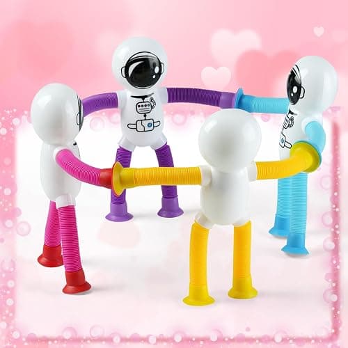 Astronaut Sensory Toys,Chirstmas Gifts for Grandkids Toddlers,4Pcs Suction Autism Toy Pop Tube Fidget Toys,Autistic Busy Travel Toys Chirstmas Stocking Stuffers thumbnail 6