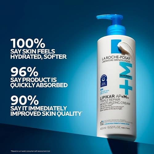 La Roche-Posay Lipikar AP+MAX Triple Repair Moisturizing Body Cream | Face and body lotion for dry skin with shea butter and niacinamide. Gentle on very dry, rough, sensitive skin. thumbnail 6