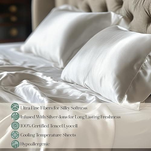 CASILVA Eucalyptus Sheets, Softer Than Silk Fibers, Full Sheet Set | Infused with Silver for Anti-Odor, More Cooling Than Cotton, Perfect for Hot Sleepers & Sensitive Skin thumbnail 2