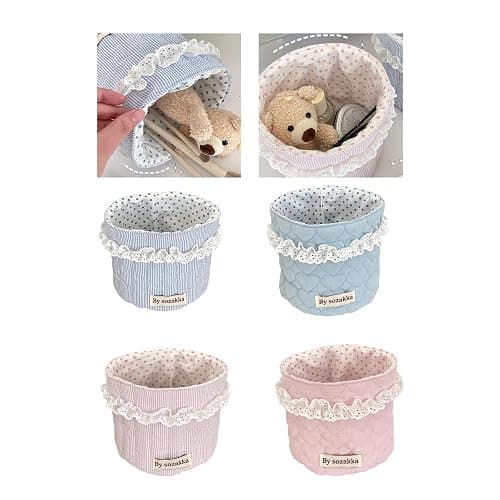 TENYELE Korean Styles Fabric Desktop Storage Basket For Organizing Small Items And Enhancing Your Workspaces Aesthetics thumbnail 3