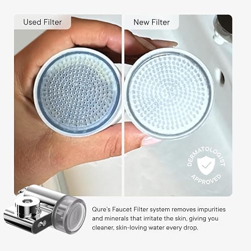 Qure Skincare Bathroom Sink Filter Water Faucet for Skin, Reduces 99% Chlorine and Heavy Metals, Skin Hydration in 4 Weeks, Reduces Build-Up, Balances pH, Softer Skin & Hair - Silver thumbnail 9