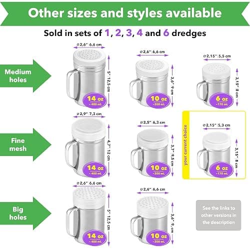 CUSINIUM Powdered Sugar Shaker Duster - With Handle - Cinnamon Shaker For Coffee Bar - Fine Mesh Dredge - 6 ounce | Style: Fine thumbnail 4