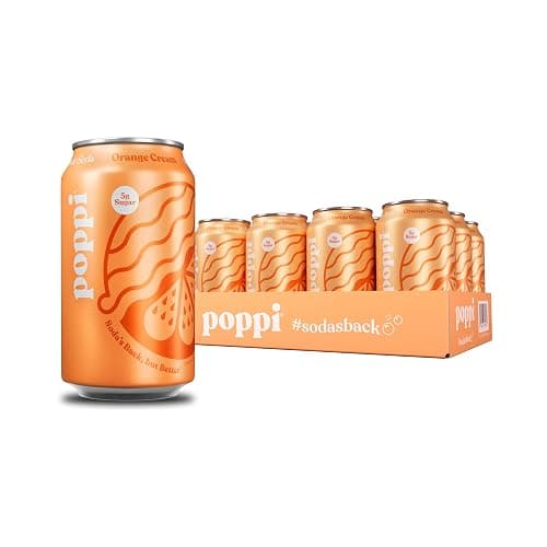 Poppi Sparkling Prebiotic Soda Beverage with Apple Cider Vinegar, Seltzer Water and Fruit Juice, Orange Cream Flavor, 12 oz, Pack of 12, Packaging may vary. - Image 1