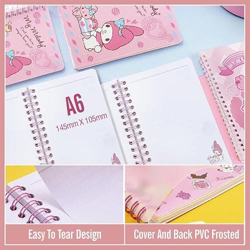 GFDSJKLCTH Cute Stationery Gift Set Kawaii Back to School Including Notebook Pencil Cas Ballpoint Pen ID Badge Holder Stickers Key Chain Bookmark （Pink） thumbnail 3