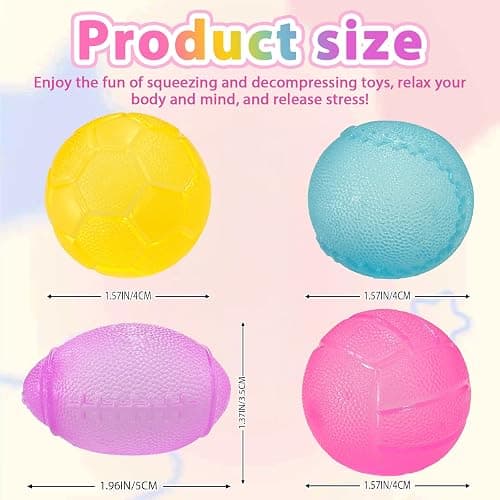 Taba Squishy Soft Silicone Squeeze Balls Toys-4 Pack,Rugby-Baseball-Volleyball-Football,Squishy Fidget Toys Set,Gifts for Kids, Party Favors, Slow-Rise Malt Sugar Stress Balls for Anxiety Relief(Com2) thumbnail 2