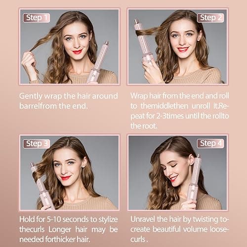 5 in 1 Hair Styler & Hair Dryer Brush, Low-Speed Negative Ionic Air Styler Drying, Multi Hair Styler, Professional Blow Dryer Brush for Curling Volumizing Straightening Styling(Pink) thumbnail 6