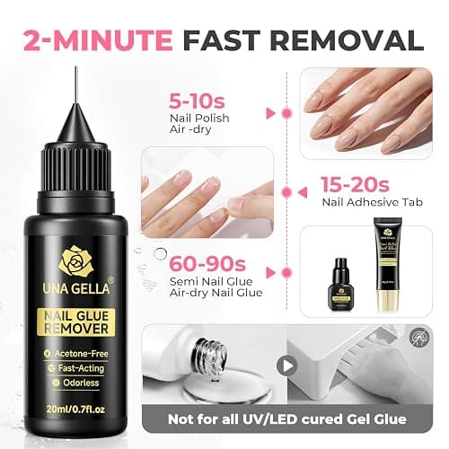 UNA GELLA 15g Nail Glue for Press On Nails with 20ml Nail Glue Remover Kit | Quick Dry Semi Solid Glue, No U V Lamp Needed, Non-Acetone Gentle Remover, Strong Hold Nail Tips Glue Gel, for DIY Manicure thumbnail 8
