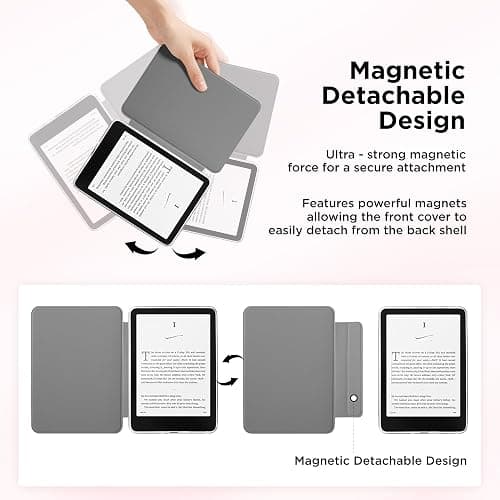 Vane Oak Magnetic Detachable Case for All-New 7" Kindle Paperwhite 12th Gen 2024 and Kindle Colorsoft Signature Edition, Light PU Leather Cover Case with Auto Wake/Sleep, Pink Bow Tie thumbnail 3