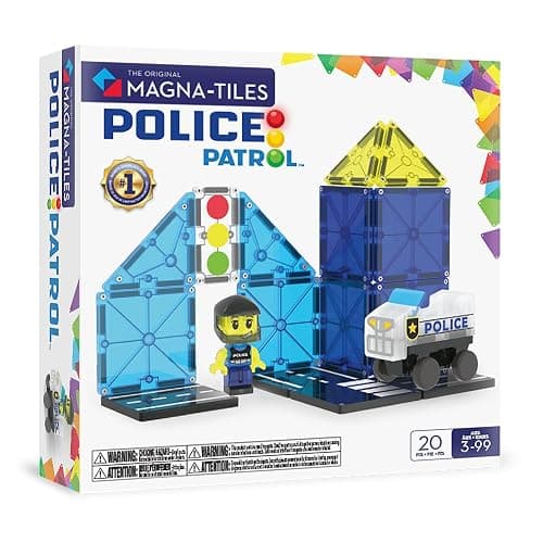 Magna-Tiles Police Patrol 20-Piece Magnetic Construction Set, The Original Magnetic Building Brand - Image 1