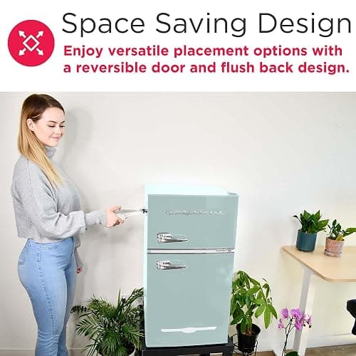 Frigidaire EFR840 Retro Mini Fridge with Freezer & Side Bottle Opener - Small 2 Door Refrigerator for Office Bar or College Dorm Room - 3.2 Cu Ft, Mint thumbnail 6