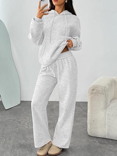 Trendy Queen Womens 2 Piece Outfits Lounge Fall Fashion Sets Oversized Sweatshirts Wide Leg Pants Sweatsuits Winter Clothes thumbnail 3