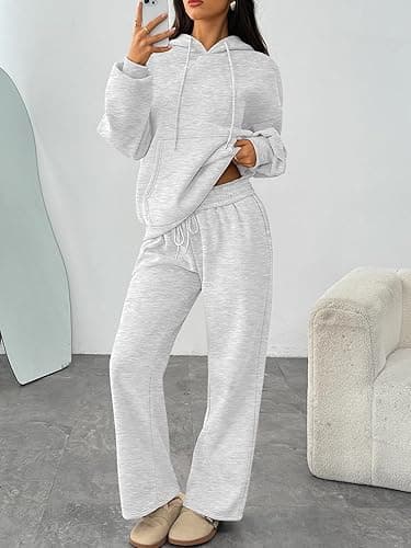 Trendy Queen Womens 2 Piece Outfits Fall Fashion Sweatsuits Oversized Hoodies Wide Leg Sweatpants Lounge Matching Track Sets thumbnail 4