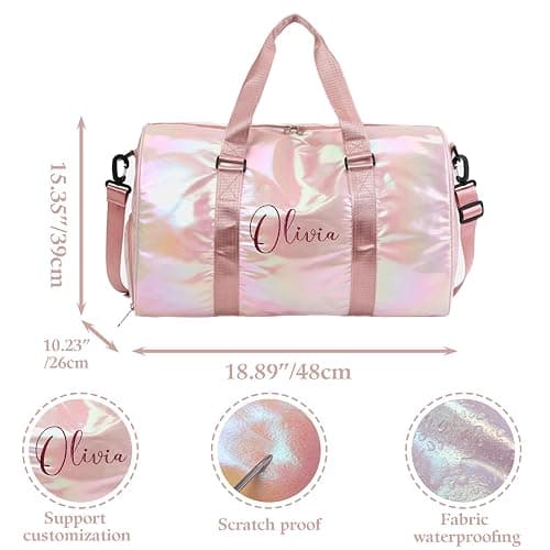 Custom Ballet Dance Bag for Girls, Personalised Sport Gym Bag | Embroidery Name with Wet Dry Pockets & Shoe Compartment, Travel Duffel Weekender Overnight for Women Bridesmaid Birthday Gift thumbnail 6