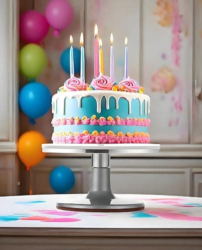 Tortenplatte Drehbar Aluminiumlegierung, Yizish Drehbare Tortenplatte 31 cm, Drehteller Torte Dekorationssets mit 2 Eisspatel und 3 Teigschaber Edelstahl zum Backen, Gebäck und Muttertag thumbnail 2