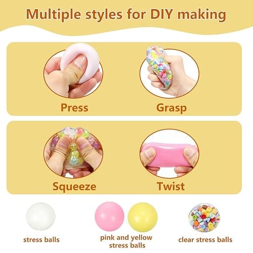 DIY Stress Ball Making Kit - 14 TPR Skins - Immersive Asmr Ball Squishy kit- Craft Kits Stress Balls - Handmade Make Your Own Fidget Stress Balls Kit for Adults - Crunchy Relaxing thumbnail 4