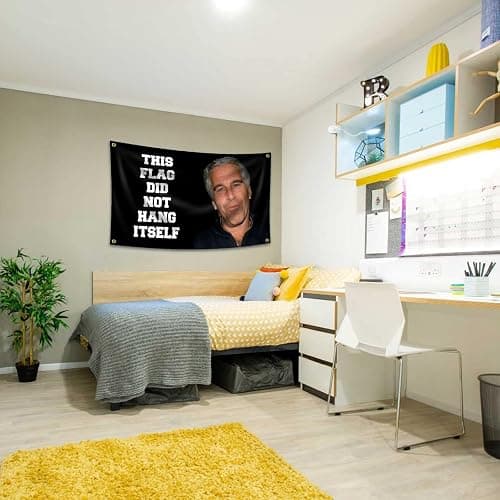 This Flag Did Not Hang Itself Funny Jeffrey Epstein Tapestry Funny Poster Durable Man Cave Wall Flag with Brass Grommets This entertaining banner for College Dorm Room Decor,Outdoor,Parties gifts, travel, filming, events, festivals. thumbnail 8