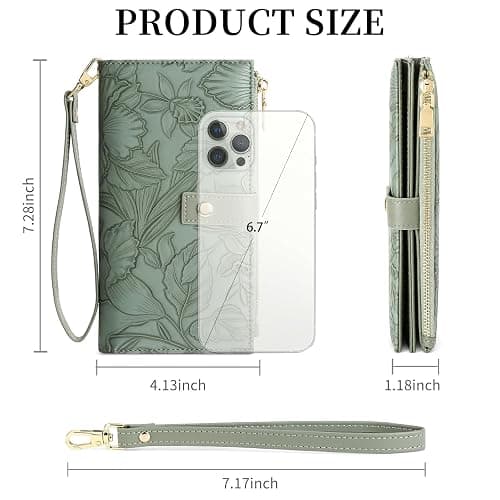 FALAN MULE Wallets for Women RFID Blocking Vegan Leather wristlet wallet | Trifold Clutch Large Capacity Credit Card Holder Travel Purse Wristlet Wallets Ladies Purse with 2 ID Windows thumbnail 3