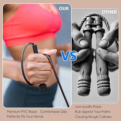 POCFOINY 2 Pack Jump Rope for Fitness, Speed Rope Skipping Rope for Men, Kids and Women, Jumping Rope for Workout, Tangle-Free PVC Long Jump Rope Set, Adjustable Exercise Jumping Rope Boxing for Adult - Black + Pink thumbnail 6