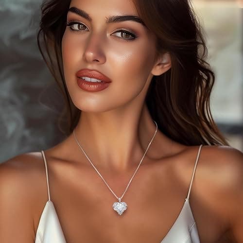 CDE Christmas Gifts for Women Angel Wings Necklace for Women with Birthstone, Love Heart Silver Tone/Gold Tone Pendant, Ideal Anniversary or Birthday Jewelry Gifts for Wife Girlfriend Her thumbnail 2