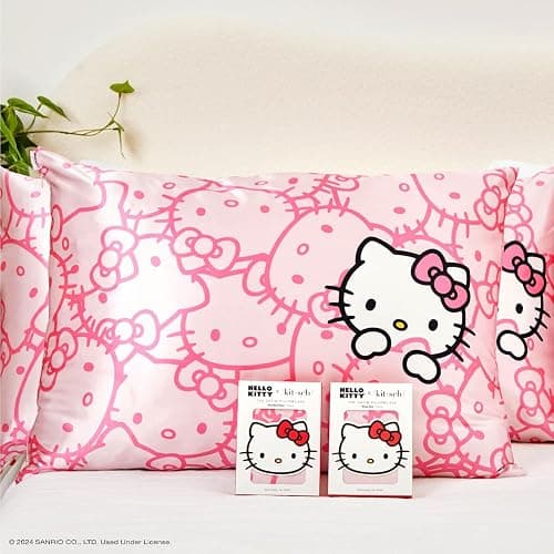 Kitsch x Hello Kitty (Pink Kitty Faces) - Satin Pillowcase with Zipper for Hair and Skin, Softer Than Silk Pillow Case, Cooling Pillow Cover, Machine Washable, Queen/Standard (19x26) thumbnail 7
