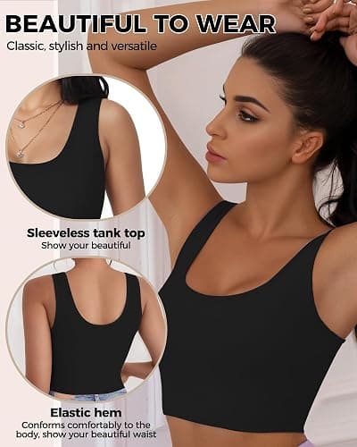 2-3Pcs Tank Tops for Women, U Neck Sleeveless Crop Tops, Basic Cropped Racerback Going Out Tops Athletic Sports Shirts thumbnail 4