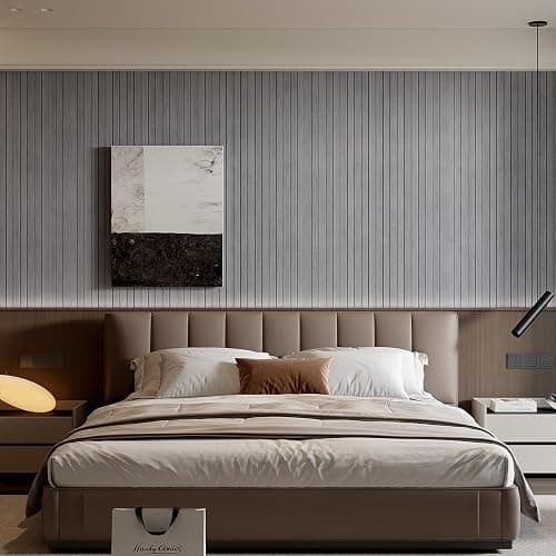 YU LI 3DH Peel and Stick PVC Slat Wall Panel 236"x15.75" Self-Adhesive Thick Faux Grey Wood Grain Wallpaper Panel 3D Soundproof Wall Panels for Walls & Ceilings thumbnail 4