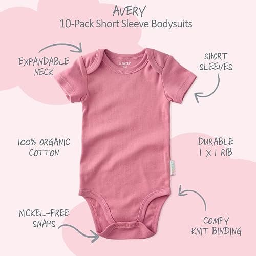 Butterblu Baby Avery 10-pack Short Sleeve Bodysuits​ 100% Organic Cotton for Baby Boys​ & Girls thumbnail 2