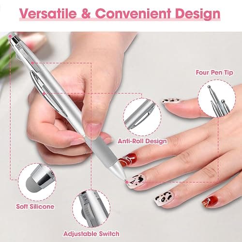 Nail Dotting Pen 5 in 1, Ballpoint Pen Design Nail Dotting Tool for Manicure Art Painting with 4 Size Marking and Pressing Head, Perfect for Nail Art Painting, Rhinestones DIY and Salon thumbnail 4