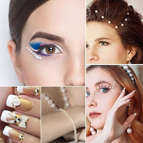 Lot de 660 perles autocollantes demi-rondes colorées et blanches à dos plat pour maquillage, maquillage, téléphone, loisirs créatifs, fabrication de cartes, scrapbooking (4 feuilles) thumbnail 6