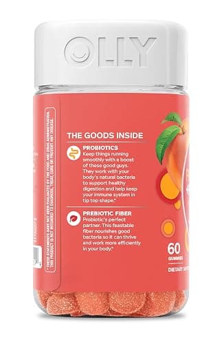 OLLY Probiotic + Prebiotic Gummy, Digestive Support and Gut Health, 500 Million CFUs, Fiber, Adult Chewable Supplement for Men and Women, Peach, 60 Day Supply - 60 Count thumbnail 9