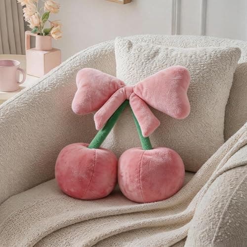 Novohive Room Decor Home Decor Throw Pillows Bow Cherry Plush Pillows Cute Pillows Decorative Pillows Couch Pillows,6" thumbnail 3