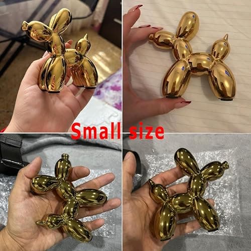 Aartihejoy Gold Balloon Dog Statue Suitable for Living Room, Bedroom, Office Desktop Small Ceramic Animal Sculpture Art Decoration Modern Home Decor 4.3 Inches thumbnail 4
