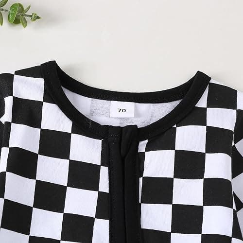 Karuedoo Newborn Baby Boy Girl Clothes Checkered Long Sleeve Zipper Romper Jumpsuit One Piece Bodysuit Fall Winter Outfit thumbnail 4