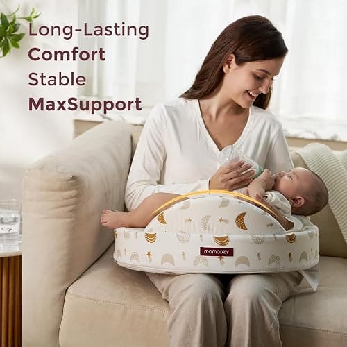 Momcozy Innovative Safety Fence Nursing Pillow - Firm & Springy Memory Foam - Stable, Ergonomic Support & Comfort - Wider Breastfeeding Cushion, Adjustable, Removable Cover, Baby Safety Certified thumbnail 6