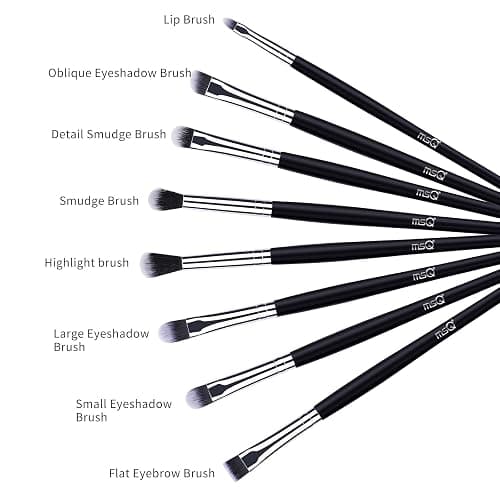 MSQ Eye Makeup Brushes 8pcs Eyeshadow Makeup Brushes Set with Soft Synthetic Hairs & Real Longer Wood Handle for Eyeshadow, Eyeliner, Blending, Lip(Black)… thumbnail 4