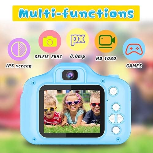 Seckton Upgrade Kids Selfie Camera, Christmas Birthday Gifts for Boys Age 3-9, HD Digital Video Cameras for Toddler, Portable Toy for 3 4 5 6 7 8 Year Old Boy with SD Card-Blue thumbnail 2