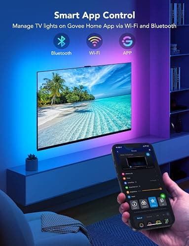 Govee TV LED Backlight, RGBIC Smart LED Strip Lights for 55-65 Inch TVs, Bluetooth and Wi-Fi APP Control, Works with Alexa & Google Assistant, Music Sync, 99+ Scene Modes, Adapter thumbnail 4