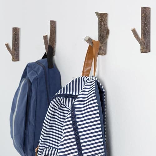Tsnamay 8Pcs Real Wood Tree Branch Wall Hook, Farmhouse Rustic Decorative Wooden with Bark Trunk Thickness 2cm-3cm with Screw thumbnail 5