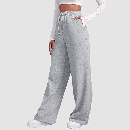 ZGTWHZY Womens Wide Leg Sweatpants Baggy Casual Drawstring High Waisted Lounge Athletic Sweat Track Pants with Pockets thumbnail 3