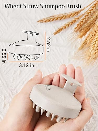HEETA Hair Scalp Massager for Hair Growth, Shampoo Brush, Scalp Scrubber Exfoliator with Soft Silicone Bristles for Dandruff Removal to Relieve Stress, Wet Dry Use Updated Material, Beige thumbnail 5
